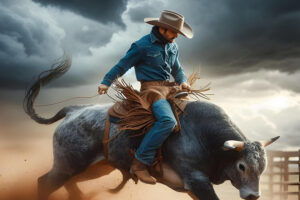 cow-boy sur taureau